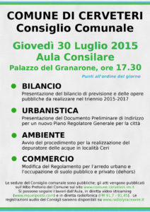 Consiglio comunale 30 luglio