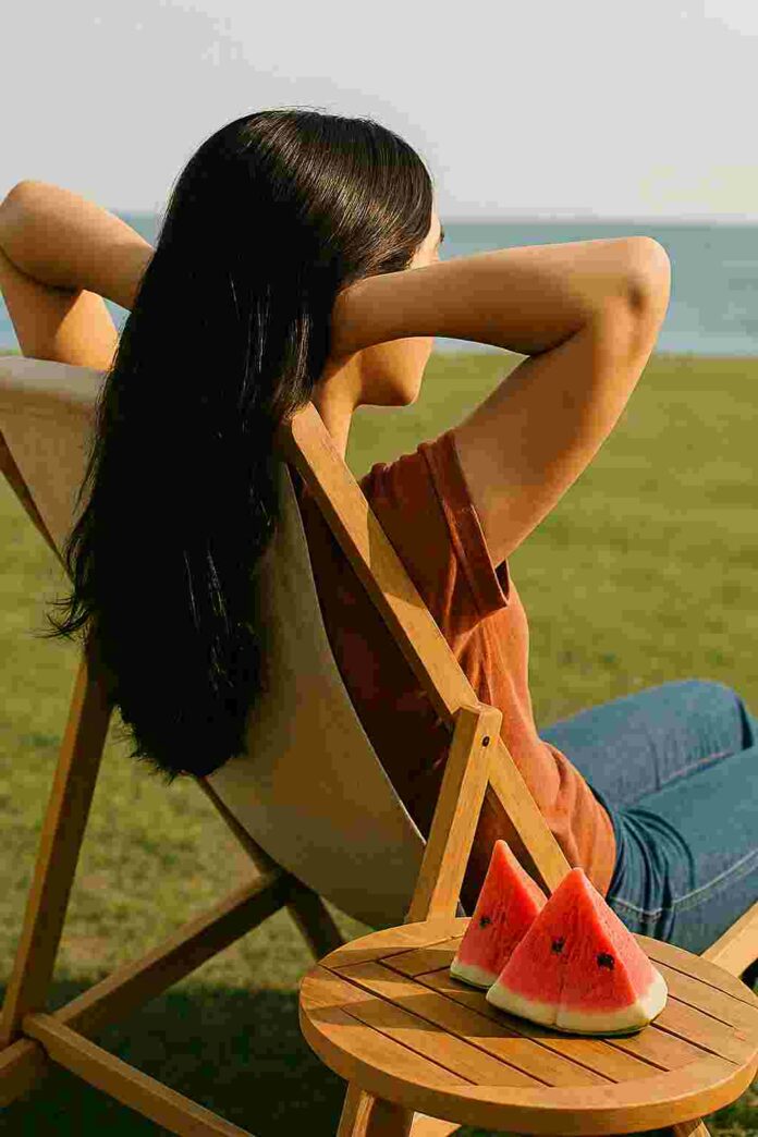 Ragazza al riposo di ferragosto