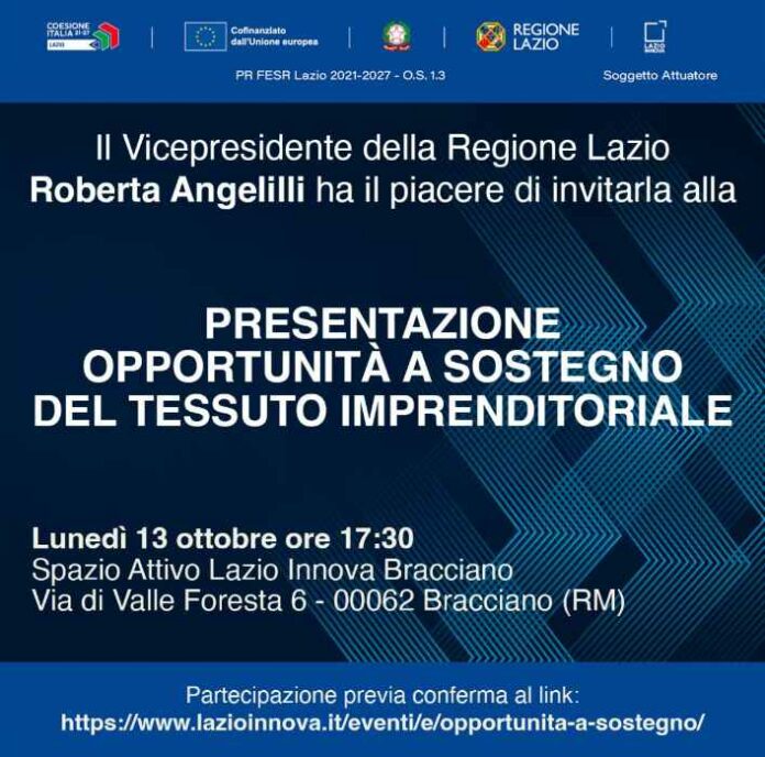 Lazio crea, opportunità a sostegno delle imprese