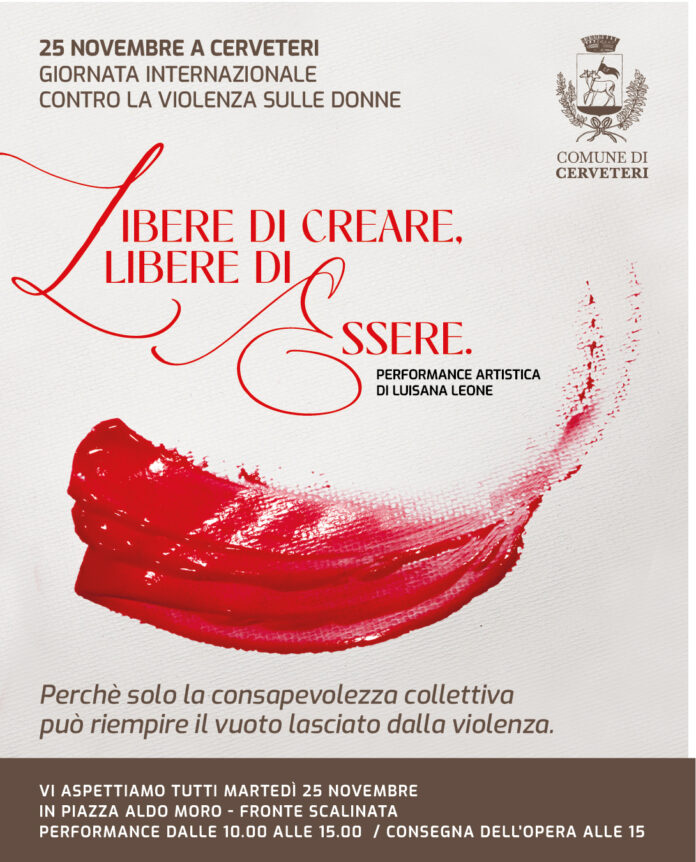 performance d'arte per la giornata internazionale contro la violenza sulle donne a Cerveteri