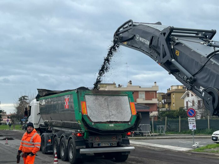lavori in corso in via Pelagalli a Cerveteri
