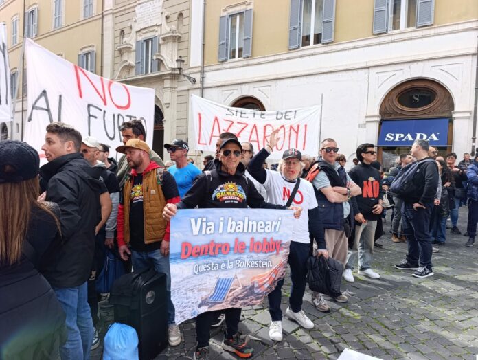 balneari in protesta a Roma