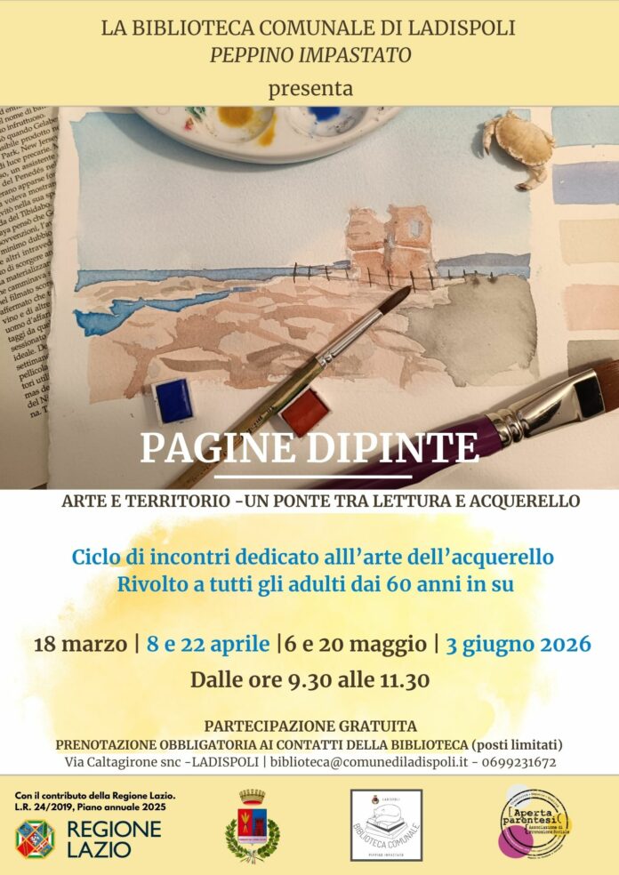 pagine dipinte alla biblioteca di Ladispoli