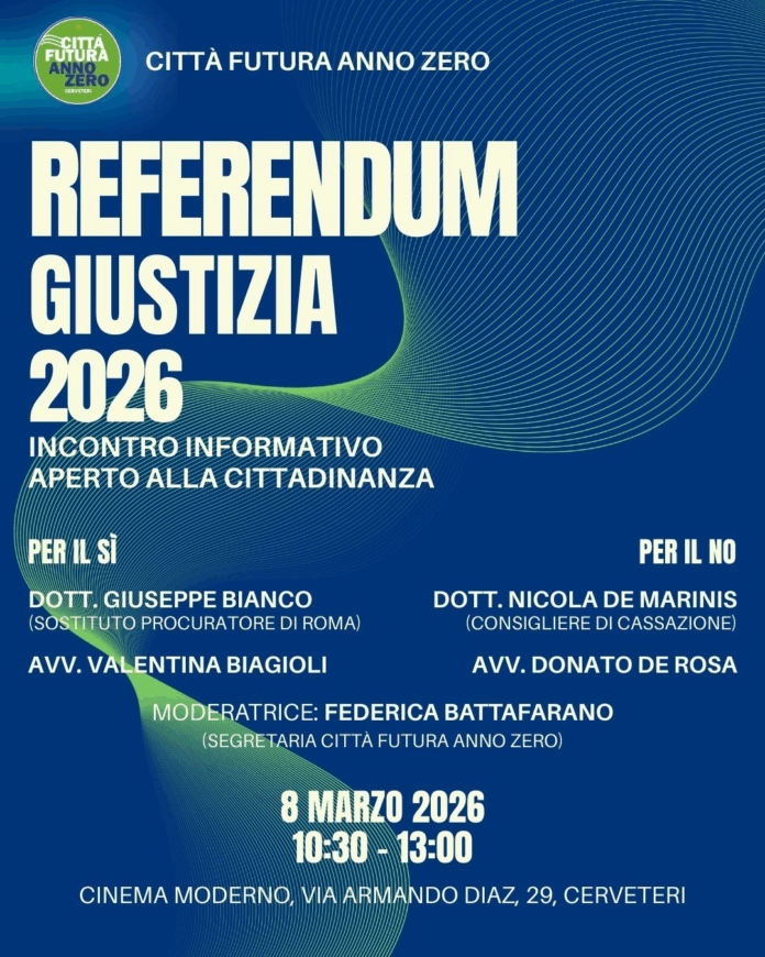 referendum sulla giustizia, incontro pubblico a Cerveteri