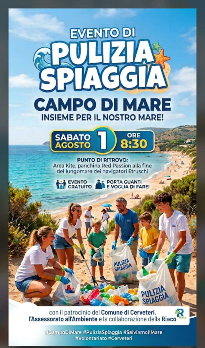 locandina pulizia della spiaggia