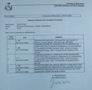 ordine del giorno oggi